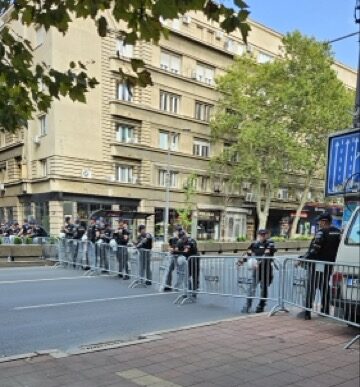 Belgrade Pride parade protected by police.